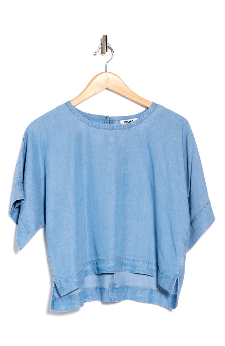 DKNY Drop Shoulder Boxy Top, Alternate, color, Chambray