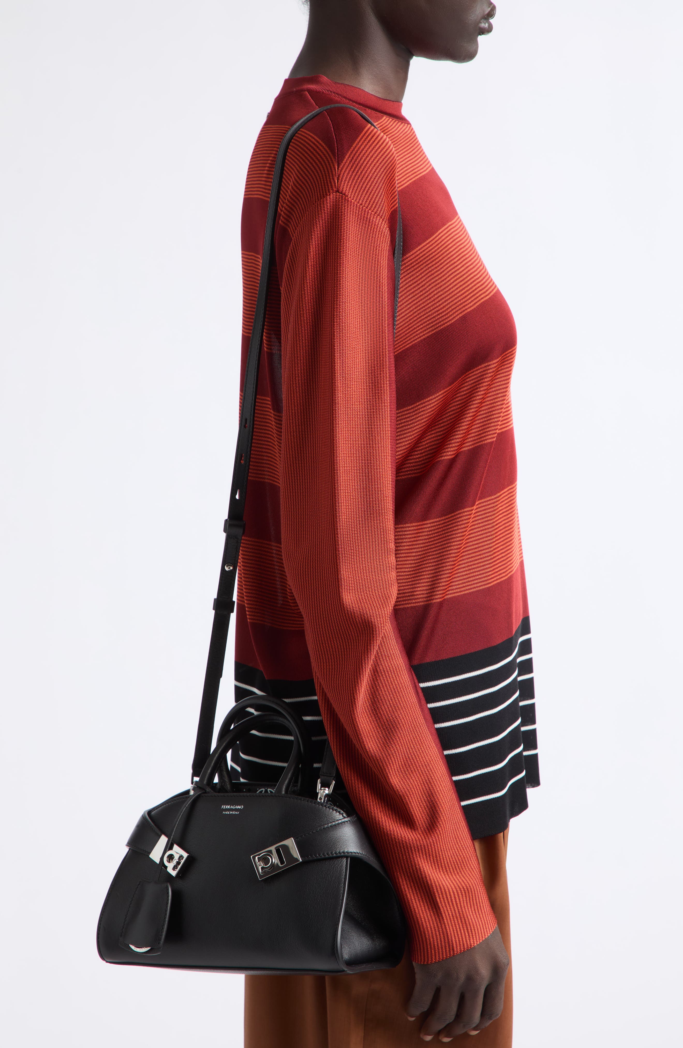Mini Hug Leather Top Handle Bag, Alternate, color, BLACK