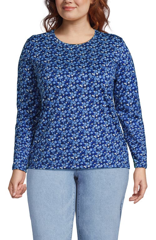 Lands' End Relaxed Supima Cotton Long Sleeve Crew Neck T-shirt In Blue