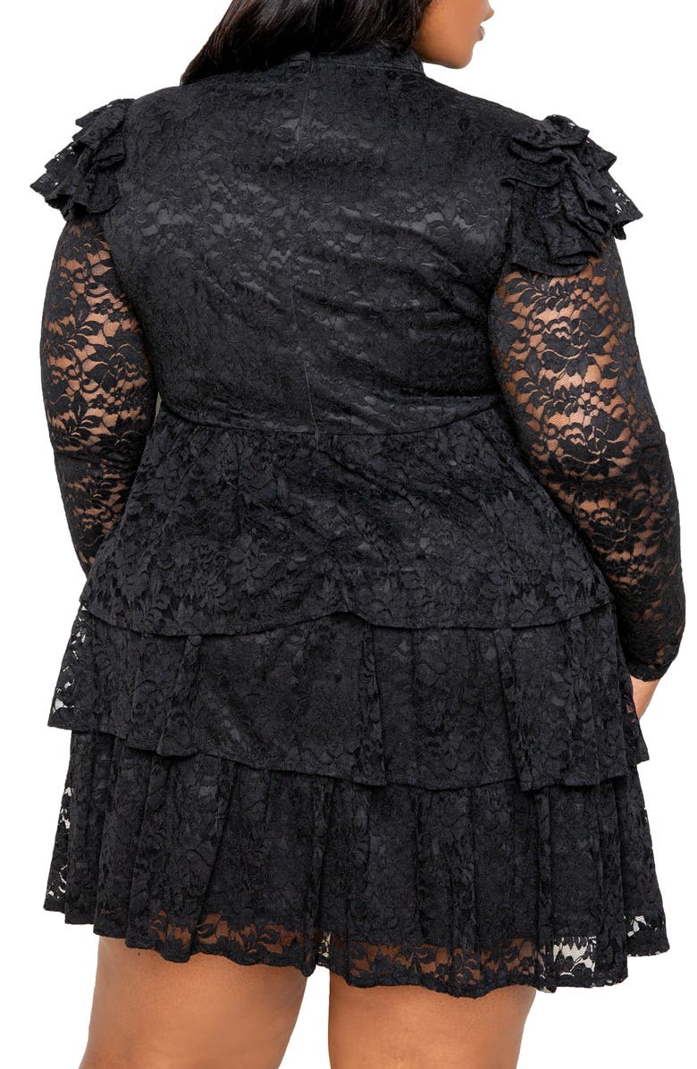 BUXOM COUTURE Tiered Long Sleeve Lace Minidress, Alternate, color, 