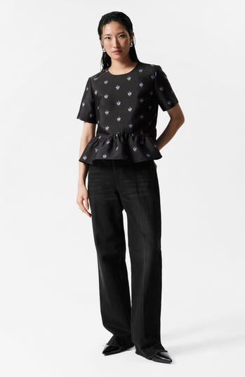 & Other Stories Floral Jacquard Peplum Top | Nordstrom & Other Stories Floral Jacquard Peplum Top | Nordstrom
