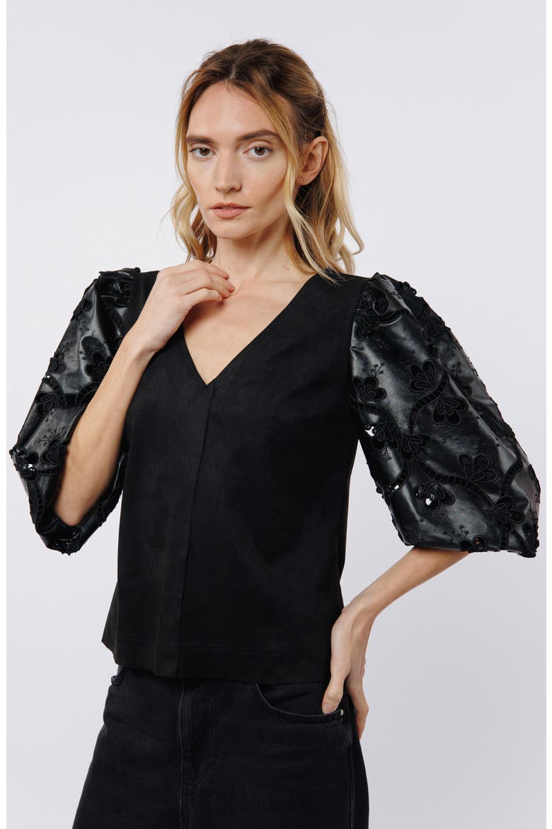 Hudson Puff Sleeve Shirt, Alternate, color, BLACK