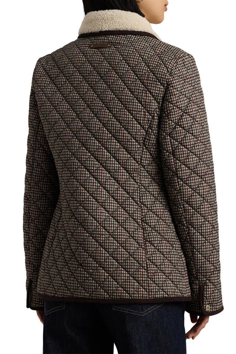 Quilted Blazer with Faux Shearling Lining, Alternate, color, MERLOT HOUNDSTOOTH