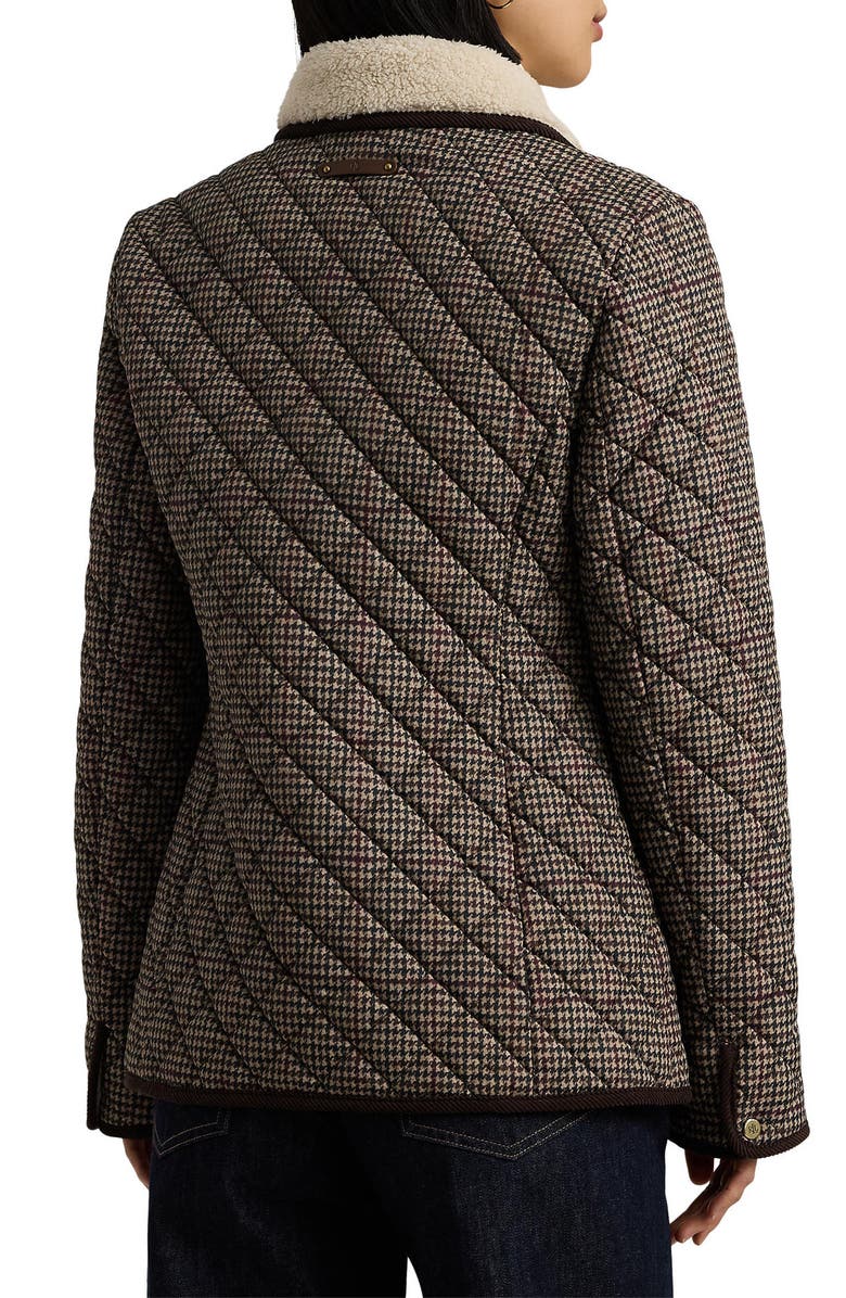 Lauren Ralph Lauren Quilted Blazer with Faux Shearling Lining, Alternate, color, Merlot Houndstooth