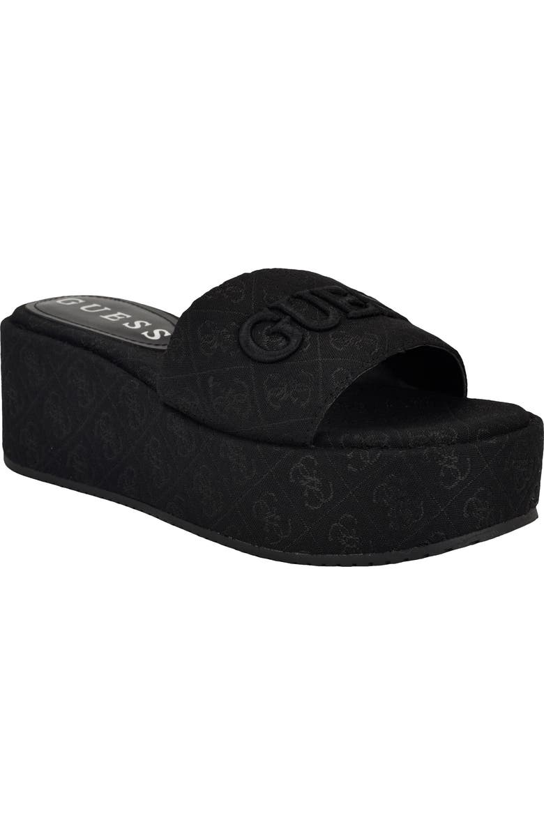 GUESS Bintai Platform Wedge Slide Sandal, Main, color, Black