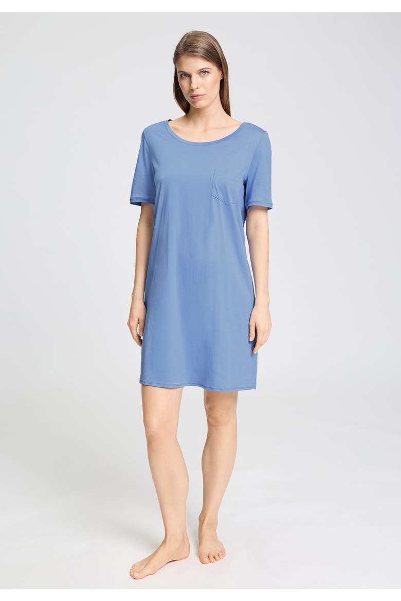 Cotton Deluxe Round Neck Cotton Nightgown, Alternate, color, Bluebird