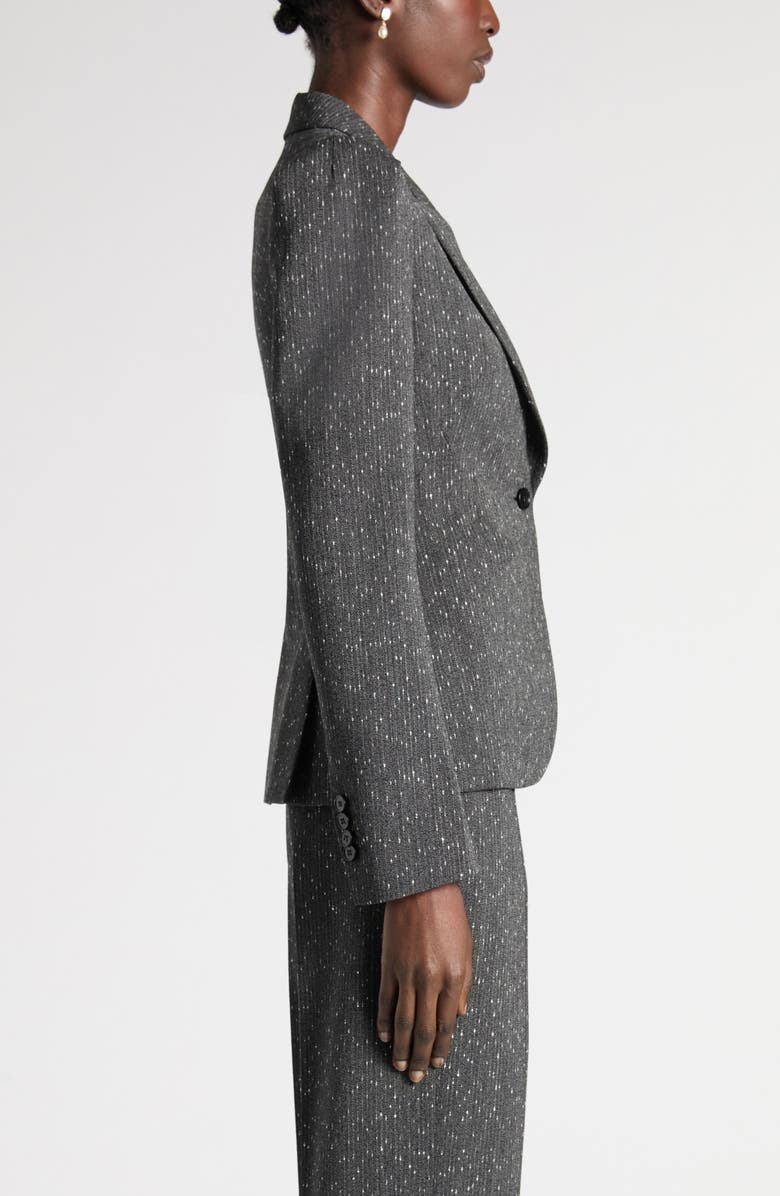 McQueen One-Button Puff Sleeve Stretch Wool Jacket, Alternate, color, Grey