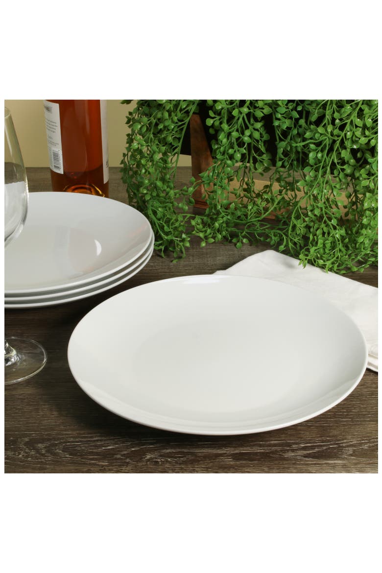 Set of 4 Coupe Dinner Plates, Alternate, color, WHITE