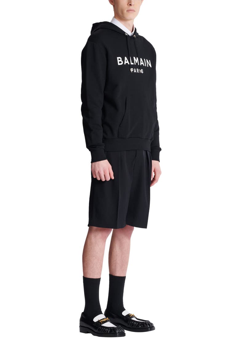Printed cotton hoodie, Main, color, black