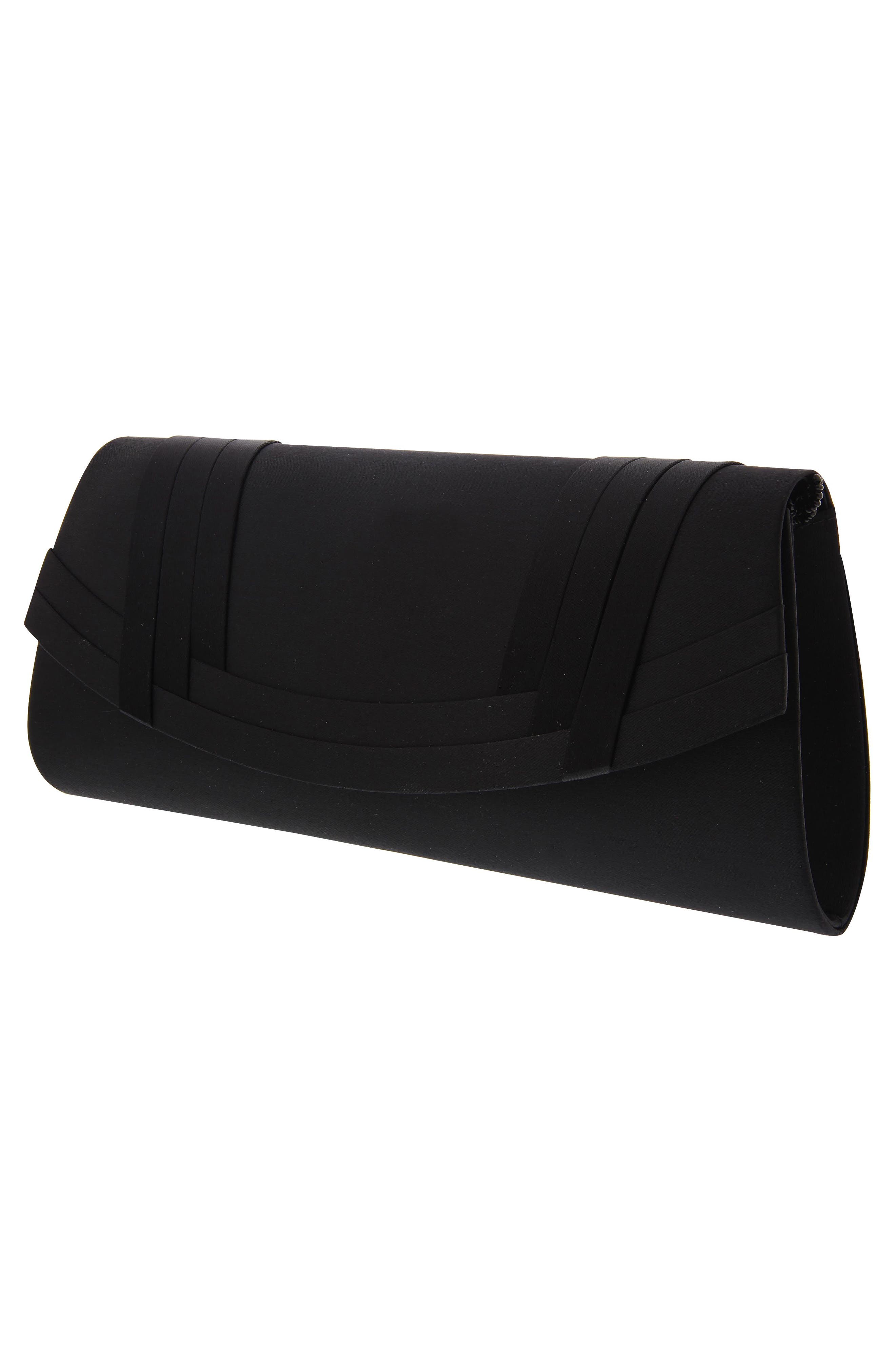 Nina Avis Pleated Classic Clutch, Alternate, color, Black Noble Satin