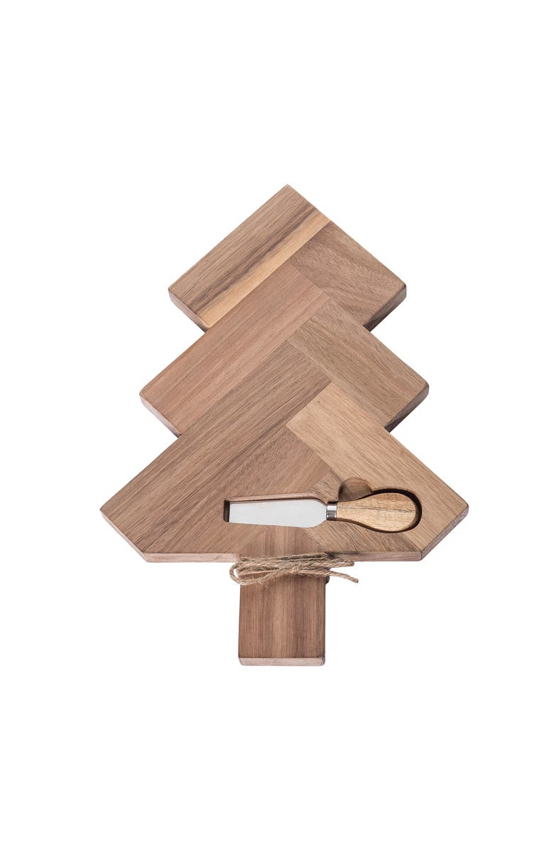 Transpac Wood Holiday Tree Serving Board for Christmas Gatherings, Main, color, Brown