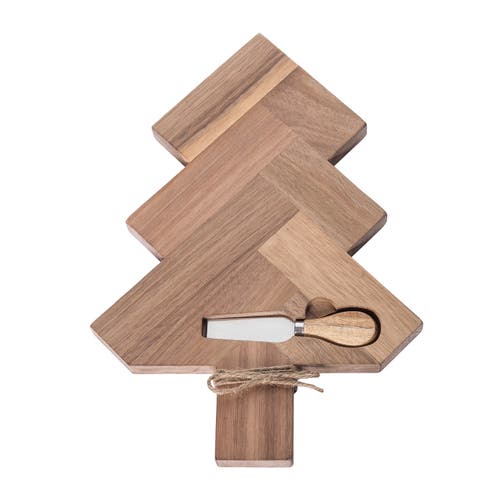 Transpac Wood Holiday Tree Serving Board For Christmas Gatherings In Brown