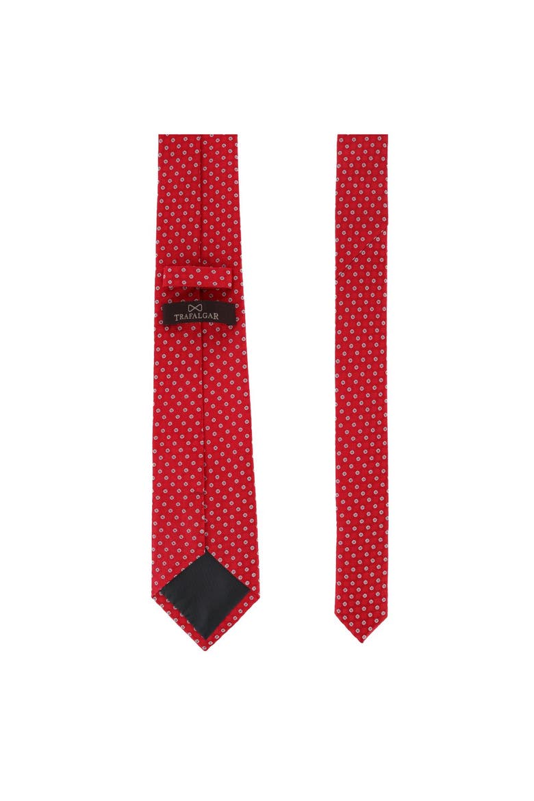 Ewing Square and Polka Dot Business Silk Necktie, Alternate, color, Red with Silver Polka Dots