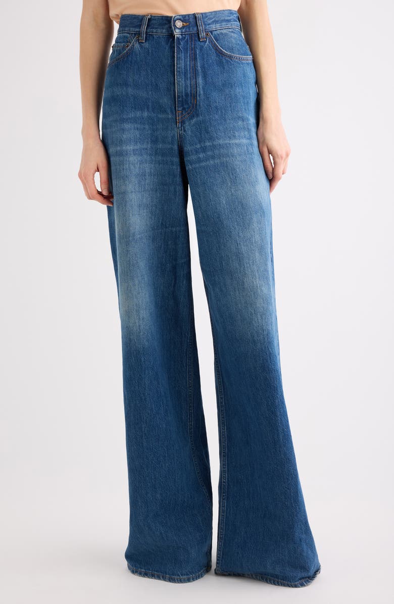 Chloé Organic Cotton Flare Leg Jeans, Main, color, Night Blue