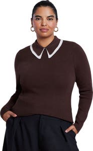 ELOQUII Double Collared Sweater