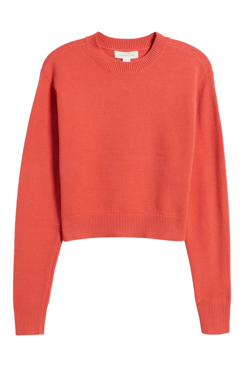 Relaxed Pima Cotton Blend Pullover Sweater, Alternate, color, RED CRANBERRY