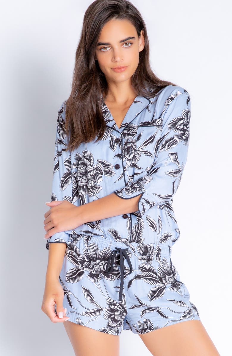 PJ Salvage Fresh Friday Romper, Alternate, color, Light Denim