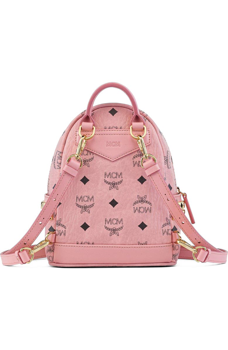 MCM Stark Bebe Boo Side Studs Backpack in Visetos, Alternate, color, Pink