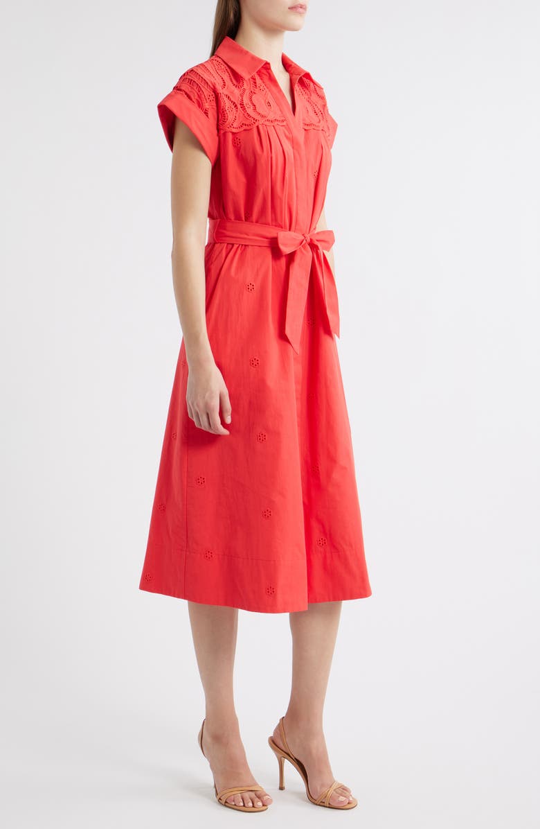 Elie Tahari Freya Embroidered Cotton Shirtdress, Alternate, color, 