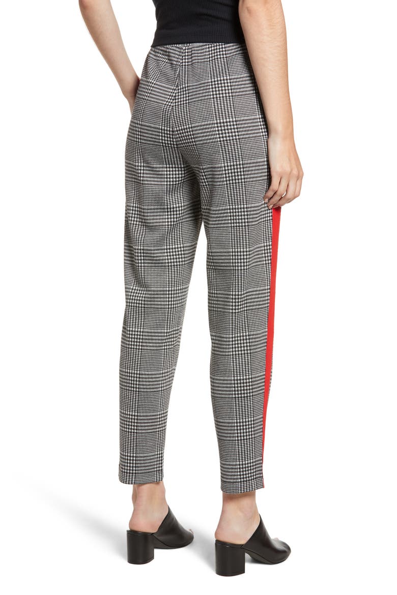 Side Stripe Glen Plaid Pants, Alternate, color, BLACK GLEN CHECK