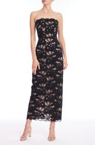 Jewel Badgley Mischka Lace Strapless Gown