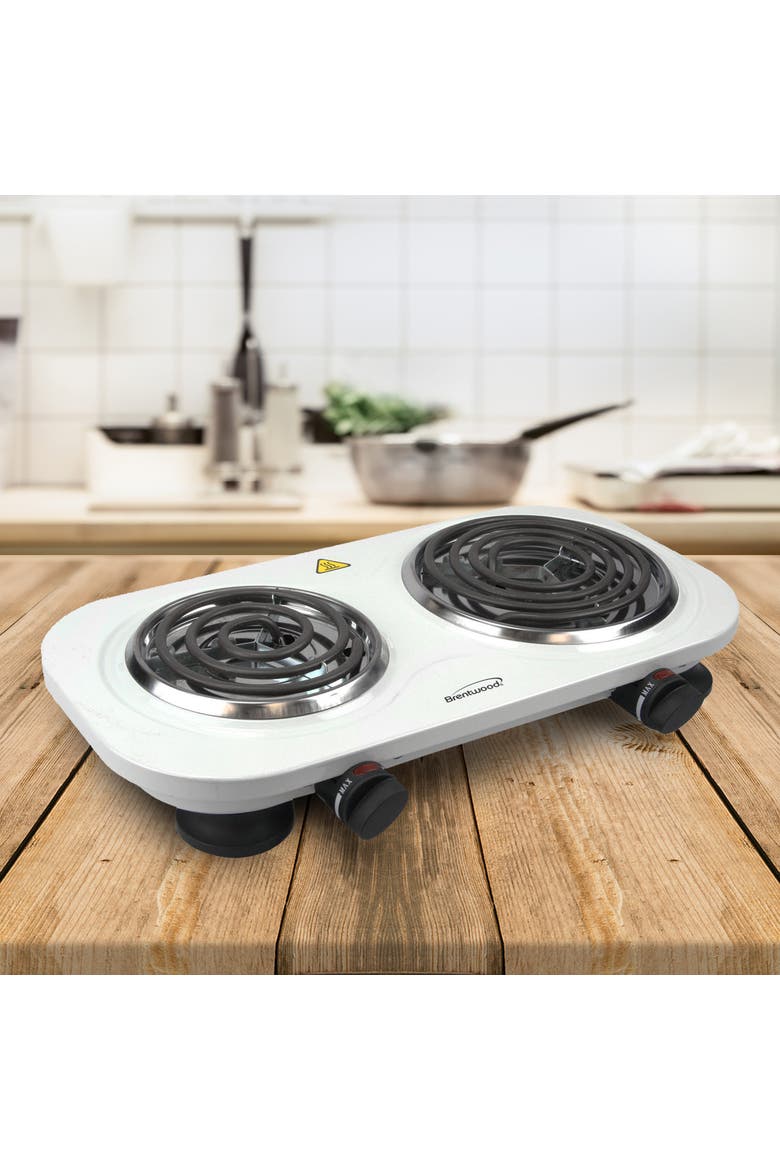 Electric 1500W Double Burner, Alternate, color, White