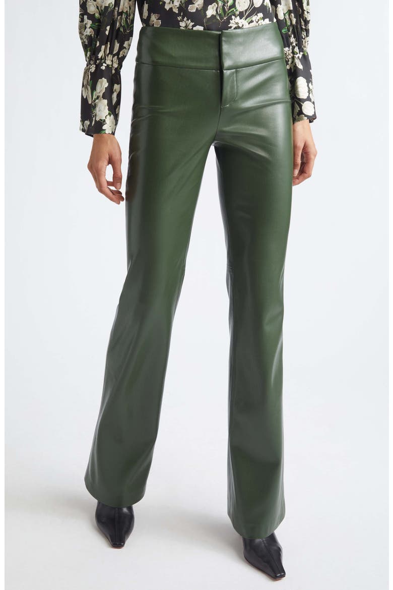 Olivia Faux Leather Bootcut Pants, Main, color, DARK FERN