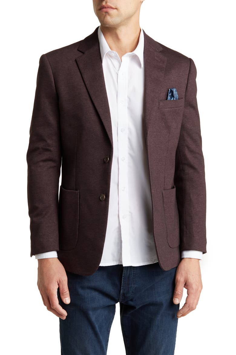 Notch Lapel Cotton Blend Sport Coat, Main, color, BURGUNDY