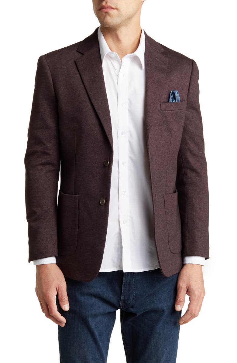 Lucky Brand Notch Lapel Cotton Blend Sport Coat, Main, color, Burgundy