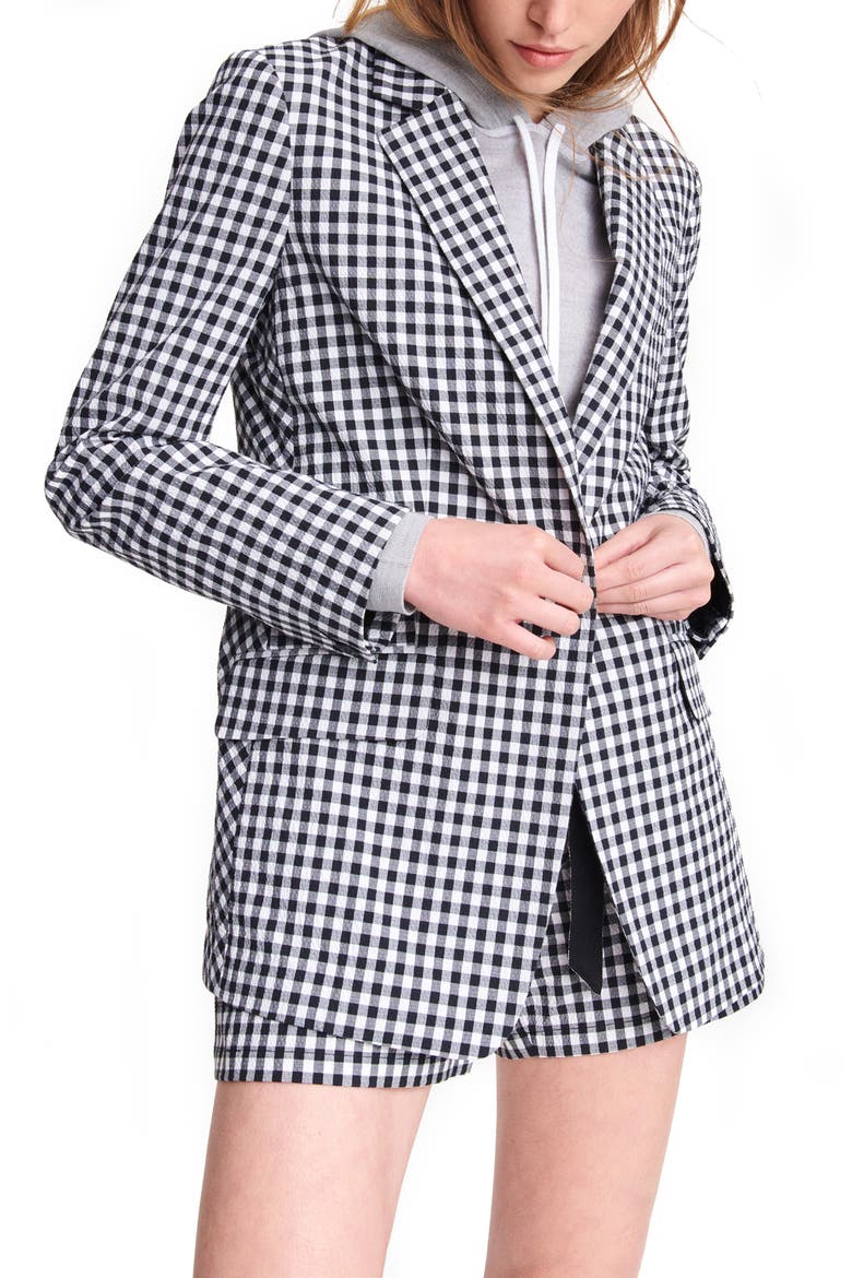 Ames Gingham Stretch Cotton Seersucker Blazer, Main, color, BLKWHTGING