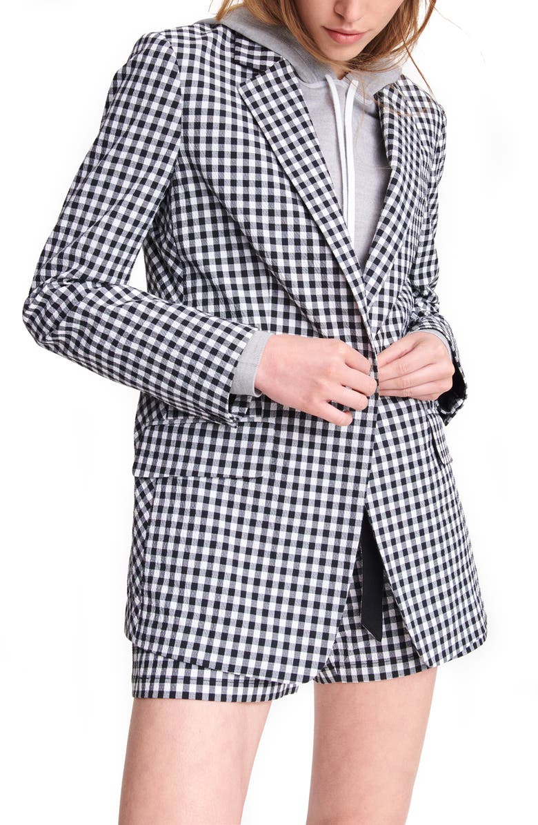 rag & bone Ames Gingham Stretch Cotton Seersucker Blazer, Main, color,