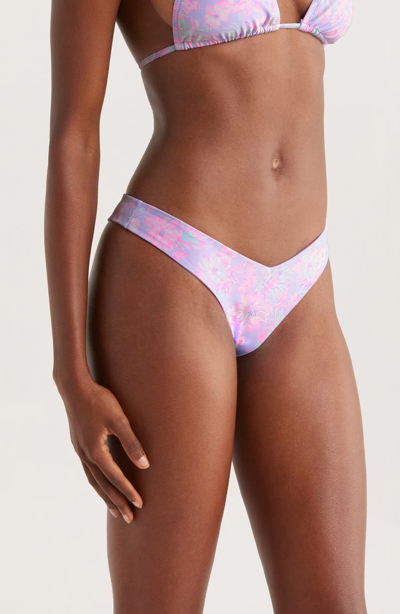 Kulani Kinis Retro Y Thong Bikini Bottoms, Alternate, color, Lilac Love