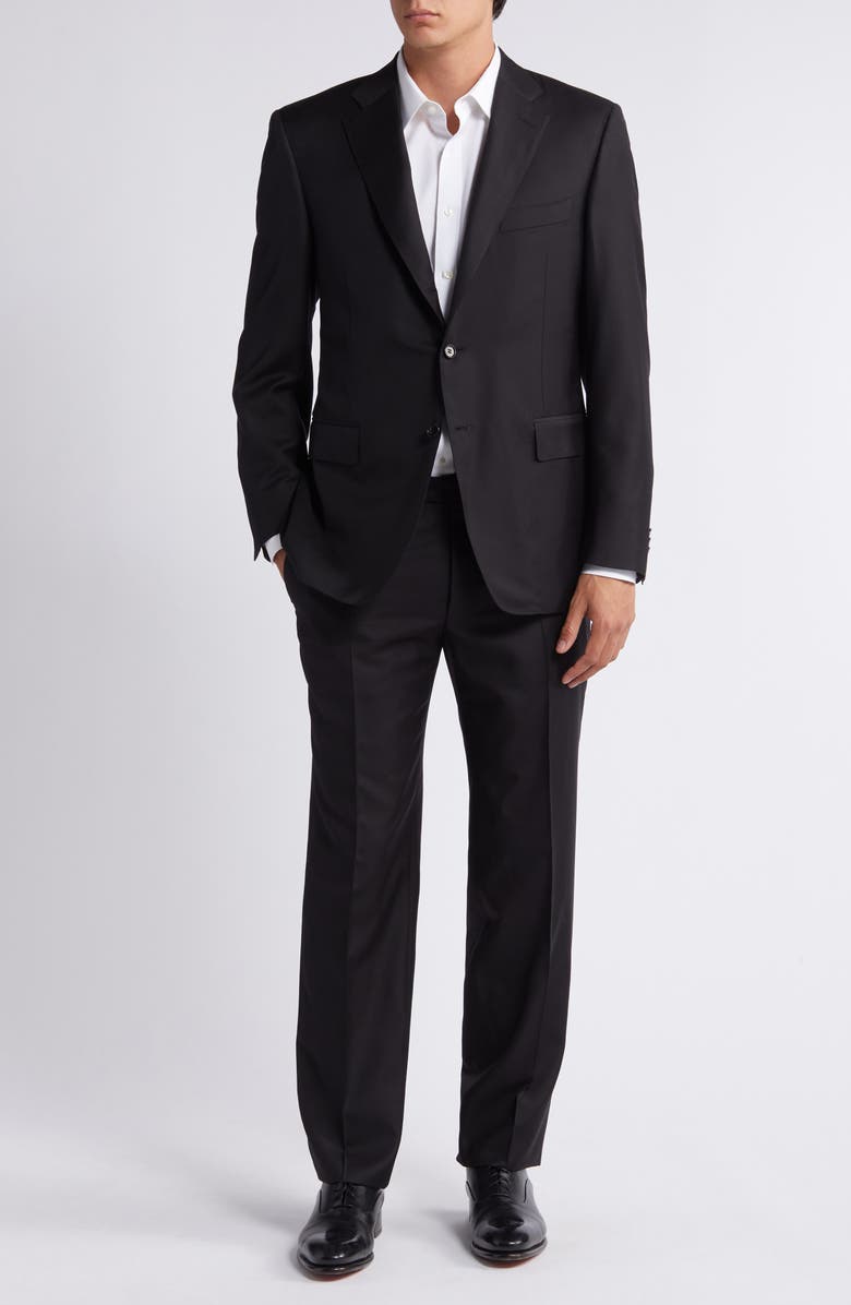 Canali Solid Wool Suit, Main, color, Black