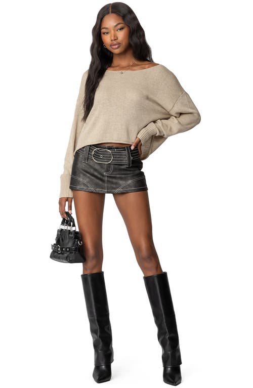 Edikted Belted Low Rise Faux Leather Miniskort In Black-washed