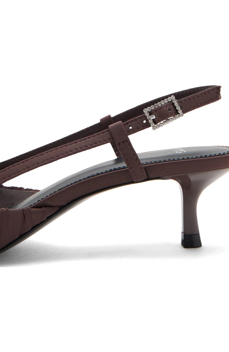 MANGO Ruched Slingback Kitten Heel, Alternate, color, Chocolate