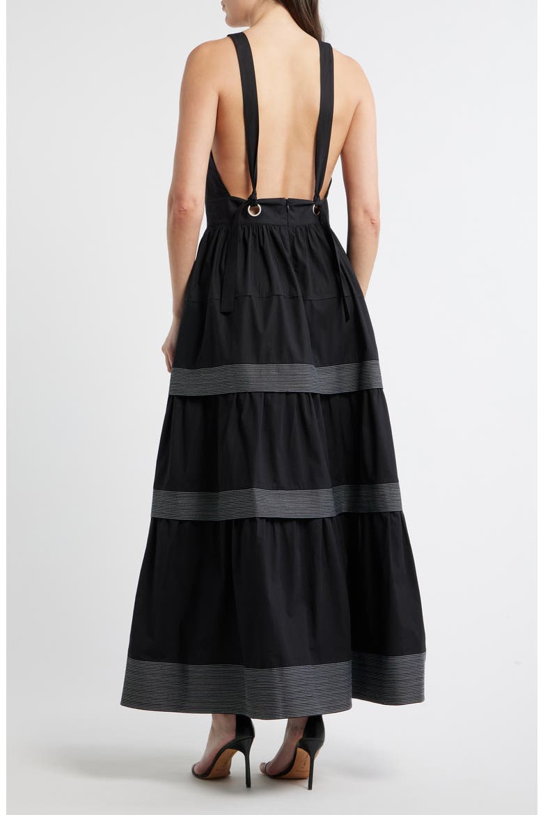 Open Back Cotton Poplin Midi Dress, Alternate, color, BLACK
