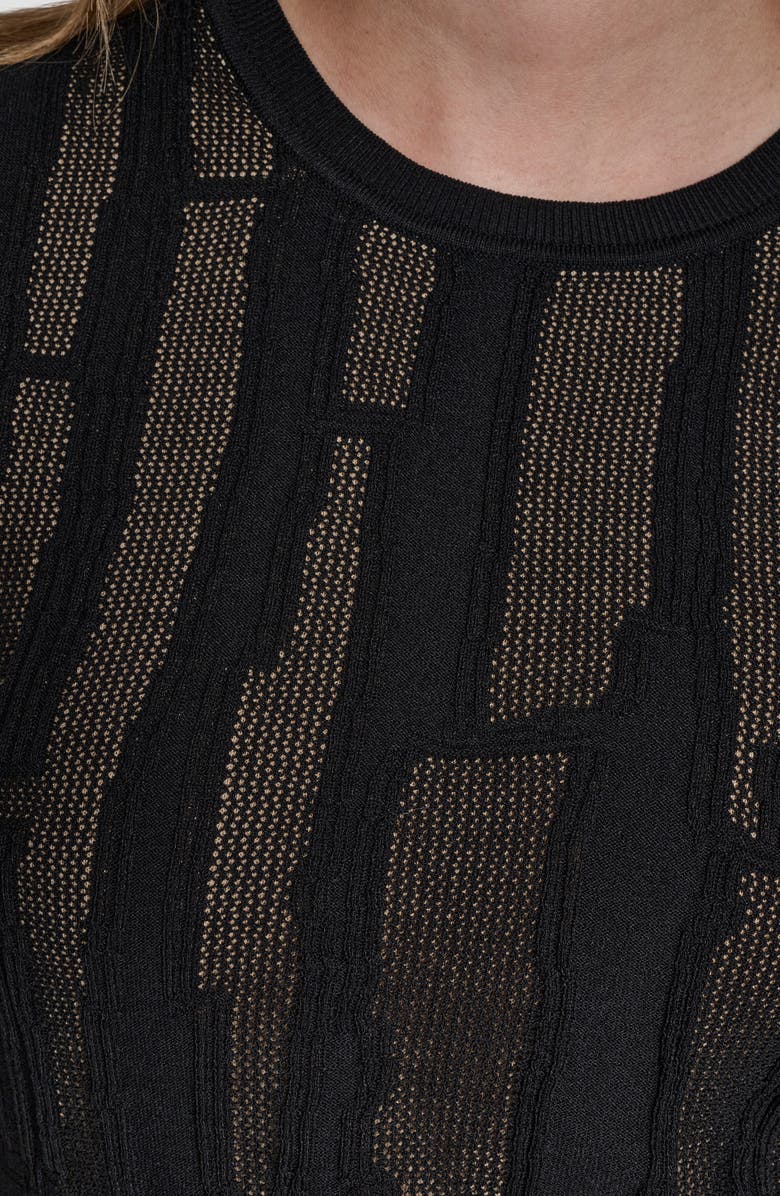 DKNY Mix Stitch Top, Alternate, color, Black/Travertine