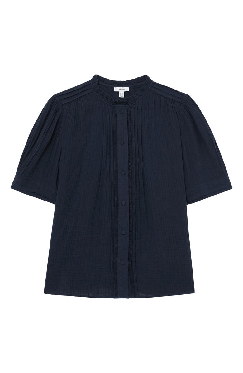 Reiss Aurelia Pintuck Pleat Cotton Gauze Button-Up Shirt, Alternate, color,