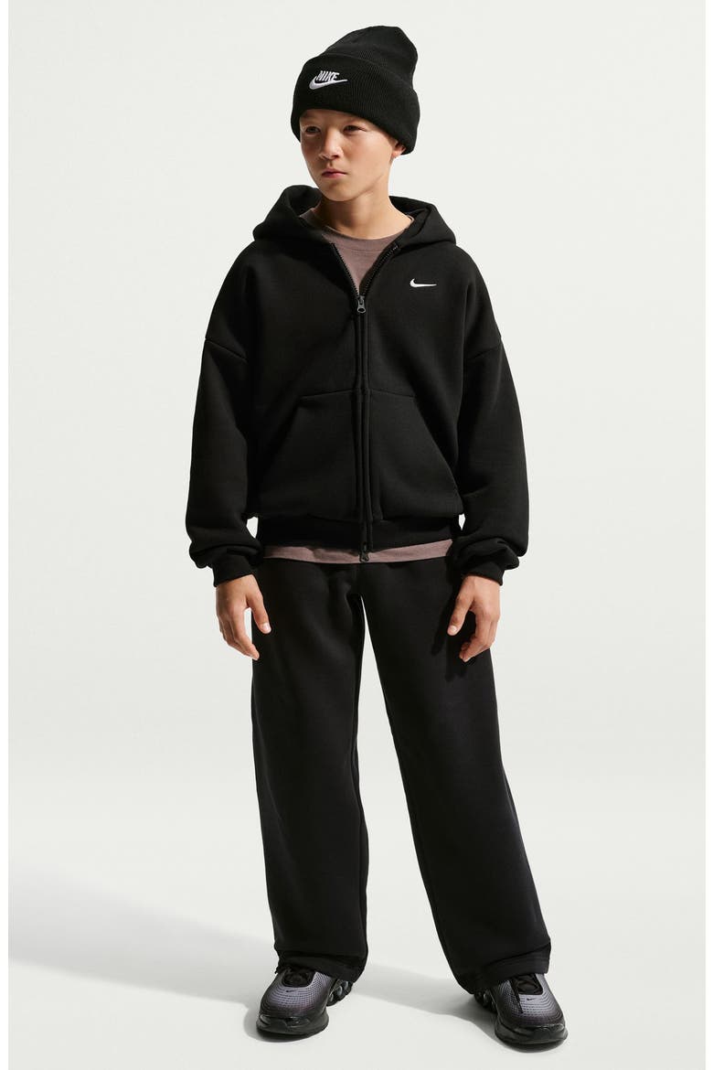 Kids' Solo Swoosh Full Zip Fleece Hoodie, Main, color, TOTAL BLACK/ SAIL