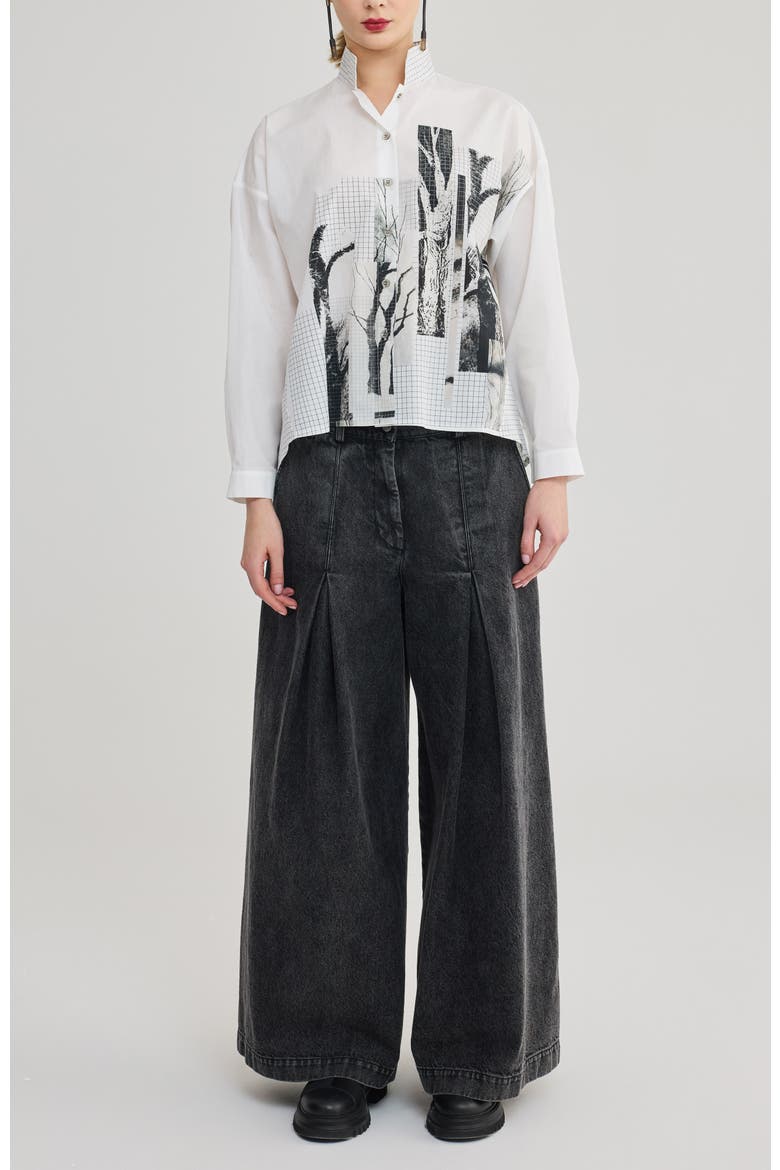 Shiloh Printed Cotton Shirt, Alternate, color, Black Print