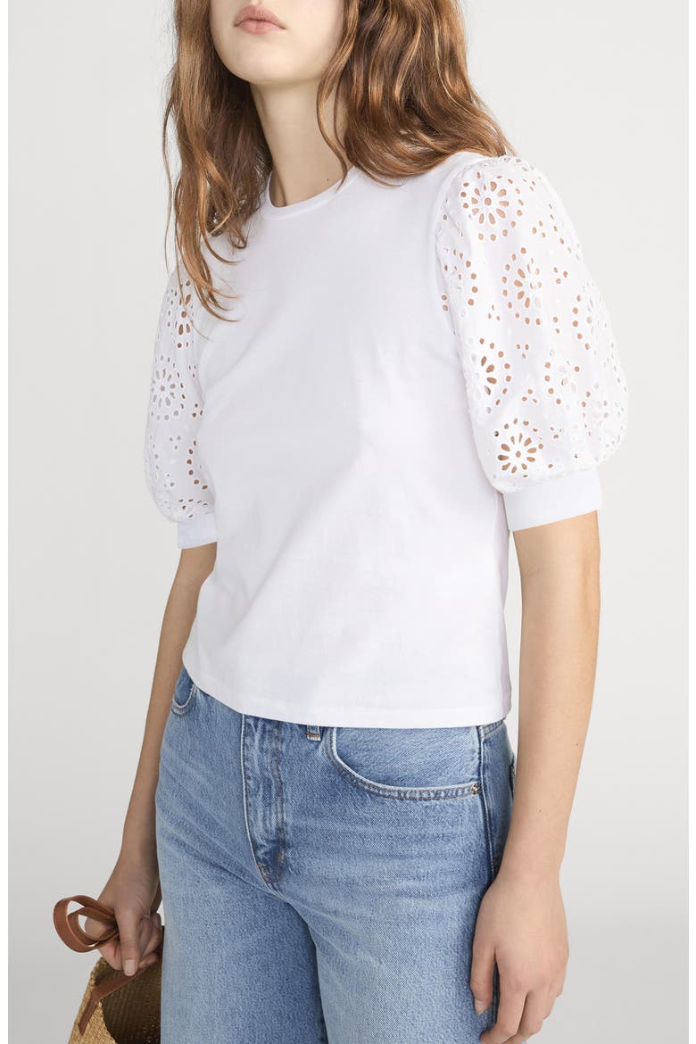 Solstice Eyelet Sleeve T-Shirt, Alternate, color, WHITE