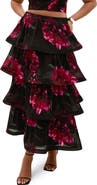 City Chic Bianka Floral Print Ruffle Skirt