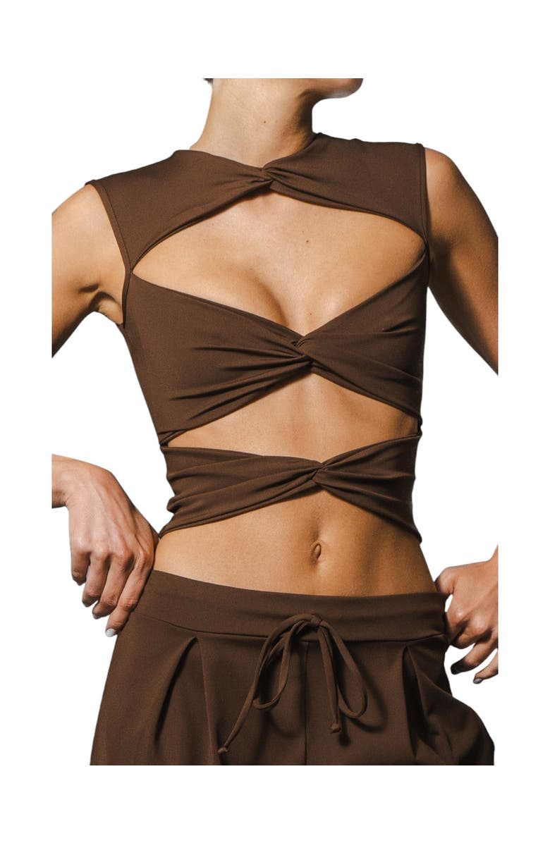Port De Bras Lauren Top, Main, color, Dark Chocolate