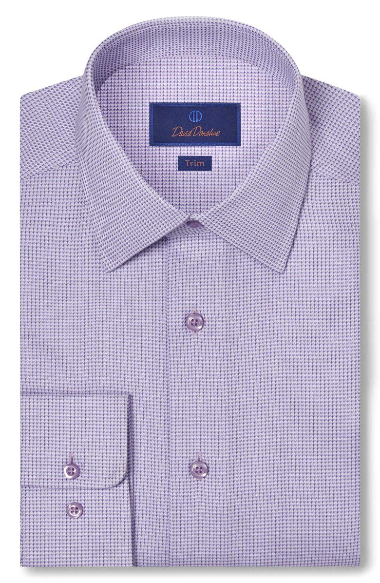 David Donahue Trim Fit Geometric Dobby Dress Shirt, Main, color, 