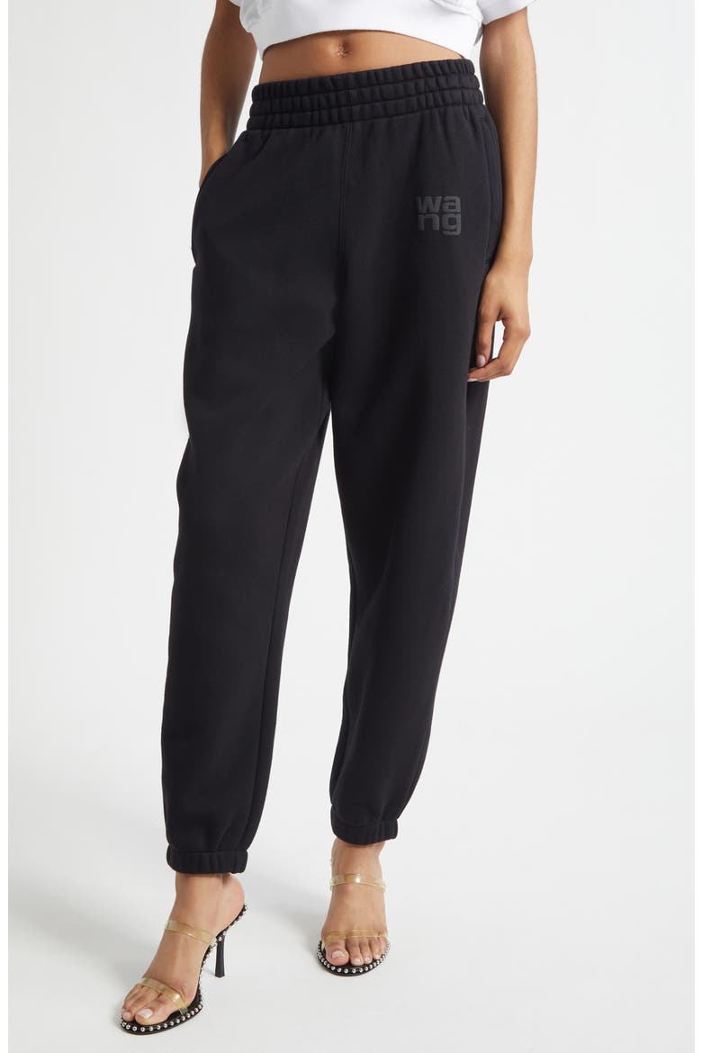 Essential Logo Cotton French Terry Sweatpants, Main, color, BLACK