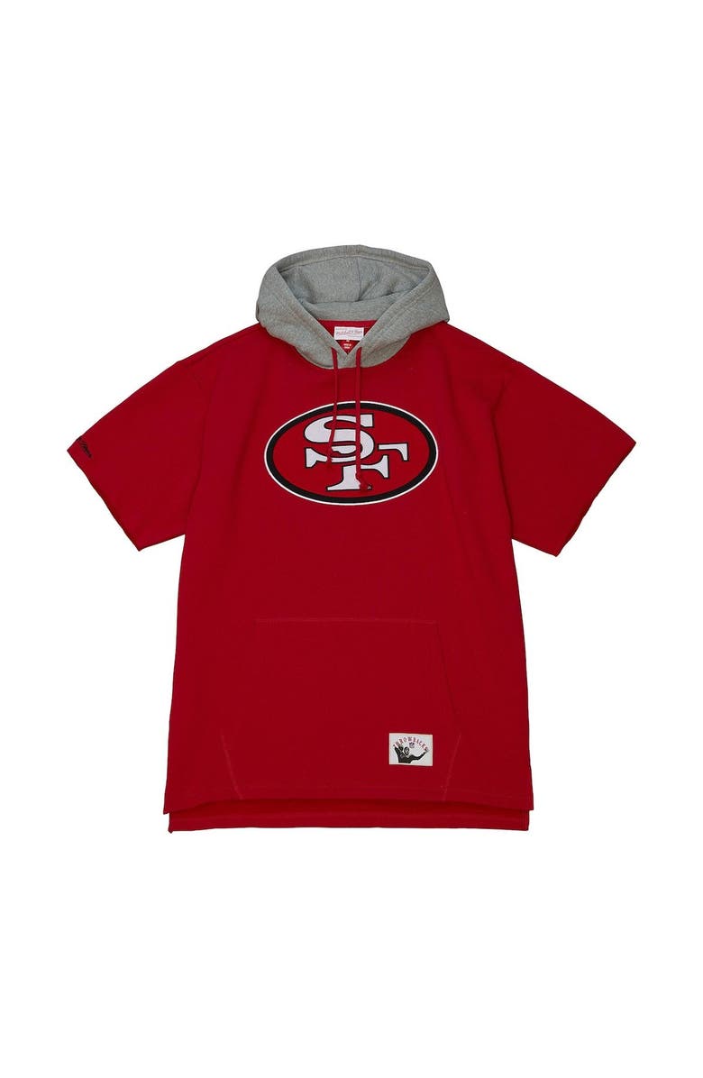 Mitchell & Ness Men's Mitchell & Ness Scarlet San Francisco 49ers Postgame Short Sleeve Hoodie, Main, color, 