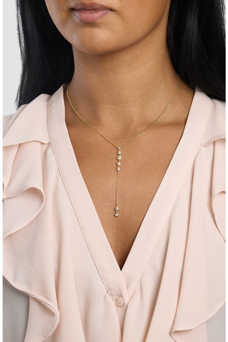 Cubic Zirconia Bezel Y-Necklace, Alternate, color, GOLD