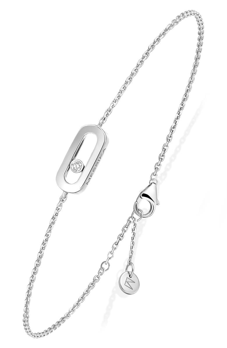 Messika Care Diamond Station Chain Bracelet, Main, color, White Gold