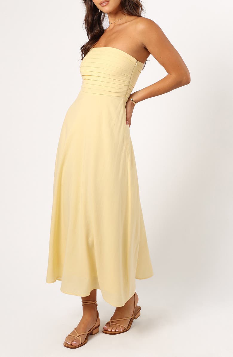 Petal & Pup Kenna Strapless A-Line Dress, Alternate, color, Butter Yellow