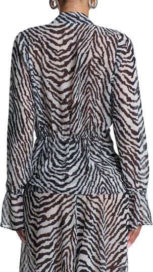 Plunge Tie Front Chiffon Top